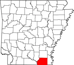 Karte von Ashley County innerhalb von Arkansas