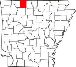 Karte von Boone County innerhalb von Arkansas