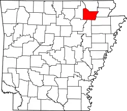 Karte von Lawrence County innerhalb von Arkansas