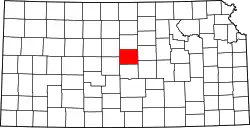 Karte von Ellsworth County innerhalb von Kansas