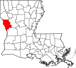 Karte von Sabine Parish innerhalb von Louisiana