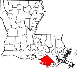 Karte von Terrebonne Parish innerhalb von Louisiana