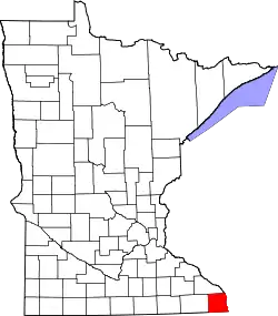 Karte von Houston County innerhalb von Minnesota