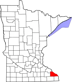 Karte von Winona County innerhalb von Minnesota