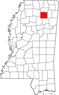 Karte von Pontotoc County innerhalb von Mississippi