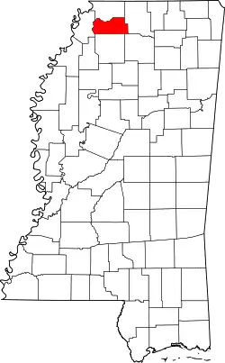 Karte von Tate County innerhalb von Mississippi