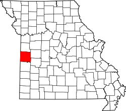 Karte von Bates County innerhalb von Missouri