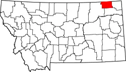 Karte von Daniels County innerhalb von Montana