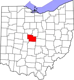 Karte von Delaware County innerhalb von Ohio