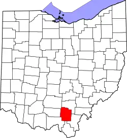 Karte von Jackson County innerhalb von Ohio