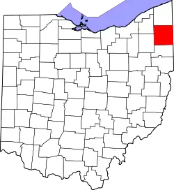 Karte von Trumbull County innerhalb von Ohio