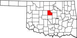 Karte von Logan County innerhalb von Oklahoma