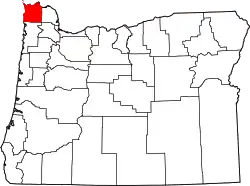 Karte von Clatsop County innerhalb von Oregon