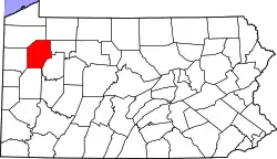 Karte von Venango County innerhalb von Pennsylvania