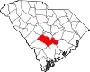 Karte von Orangeburg County innerhalb von South Carolina