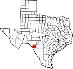 Karte von Kinney County innerhalb von Texas