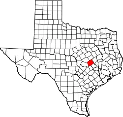 Karte von Milam County innerhalb von Texas