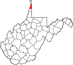 Karte von Brooke County innerhalb von West Virginia