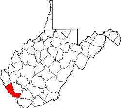 Karte von Mingo County innerhalb von West Virginia