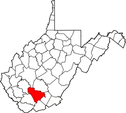 Karte von Raleigh County innerhalb von West Virginia