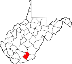 Karte von Summers County innerhalb von West Virginia