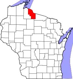 Karte von Iron County innerhalb von Wisconsin