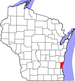 Karte von Ozaukee County innerhalb von Wisconsin