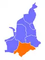 Sporysz innerhalb der Stadt Żywiec (orange)