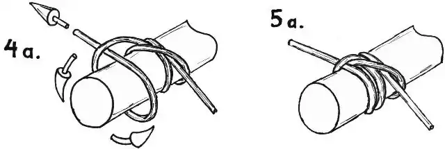 4a. Bei einseitiger Belastung kann das lose Ende mit einem halben Schlag gesichert werden. 5a. Fertig