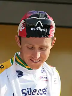 Matthew Lloyd im australischen Meistertrikot vor dem Start von Lüttich–Bastogne–Lüttich 2008