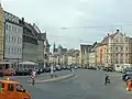 Maximilianstraße vom Südende, im Hintergrund Rathaus und Perlachturm