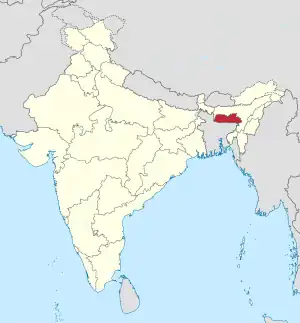 Lage des indischen Bundesstaates Meghalaya