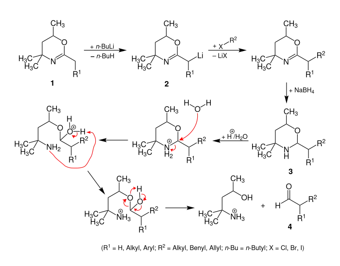 Vorgeschlagender Reaktionsmechanismus der Meyers-Aldehyd-Synthese