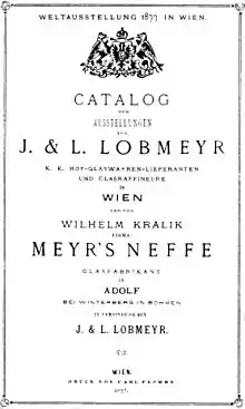 Katalog der Wiener Weltausstellung 1873 mit Produkten aus Wilhelm Kralik's Glasfabriken