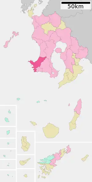 Lage Minamisatsumas in der Präfektur