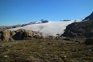 Mittivakkat-Gletscher von Südwesten (August 2016)