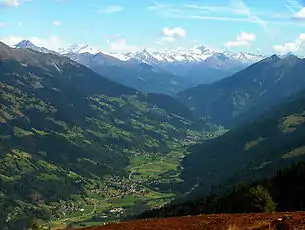 Die Ortsteile Witschdorf, Rangersdorf und Tresdorf von der Hatzalm aus gesehen