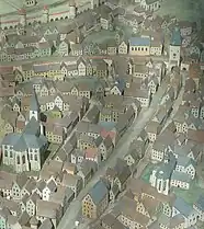 Modell der unzerstörten Kirche vor 1689 (rechts unten)