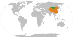 Lage von Volksrepublik China und Mongolei