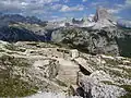 Schützengraben auf dem Monte Piana, Blickrichtung Drei Zinnen