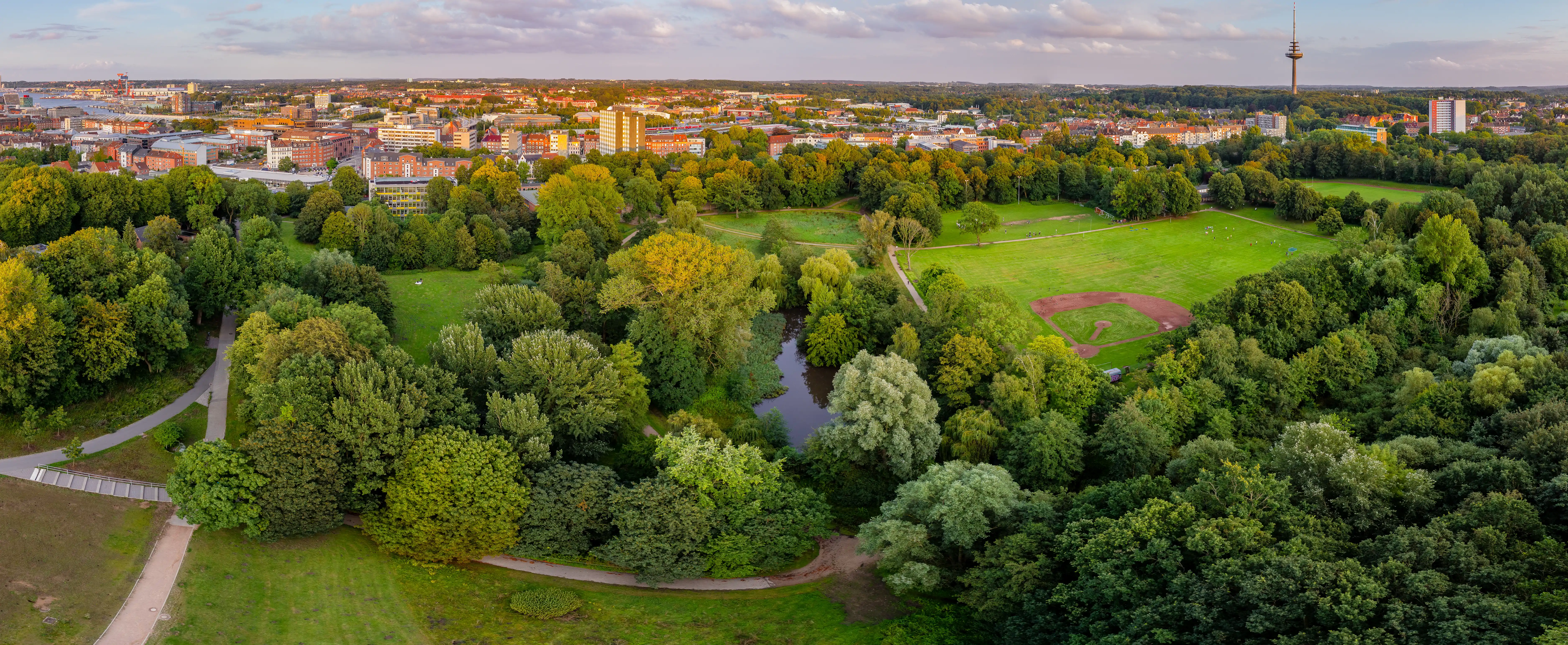 Übersichtspanorama der Moorteichwiese in Kiel.