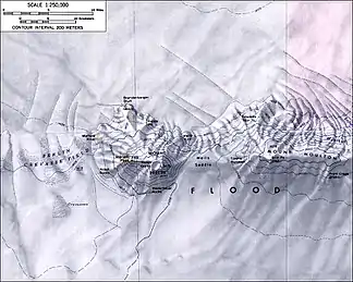 Topographische Karte des Mount Berlin mit den Kraut Rocks (links)