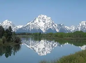 Mount Moran in der Bildmitte, rechts der Moran Canyon