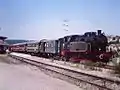 Museumszug mit Lok Anna am 14. August 1988 im Bahnhof Wellheim