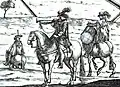 Musiker der Musketiere vor 1663, links Trompeter, rechts Trommler (Darstellung von 1684)