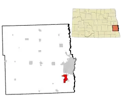 Lage von Horace im Cass County (links) und in North Dakota (rechts)