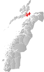 Lage der Kommune in der Provinz Nordland