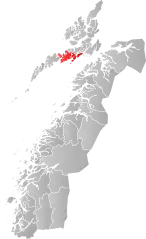 Lage der Kommune in der Provinz Nordland