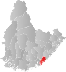 Lage der Kommune in der Provinz Agder