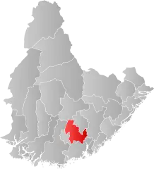 Lage der Kommune in der Provinz Agder